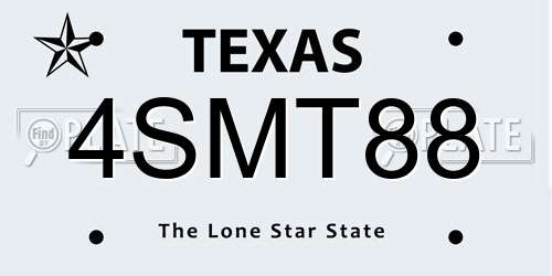 4SMT88 Texas License Plate