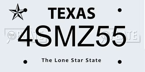 4SMZ55 Texas License Plate