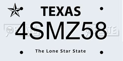 4SMZ58 Texas License Plate