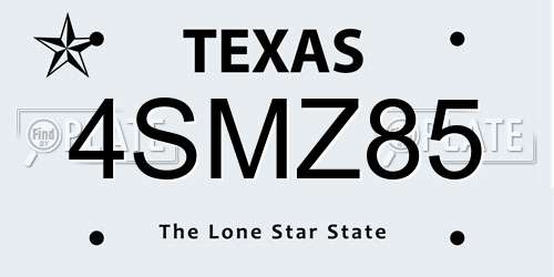 4SMZ85 Texas License Plate