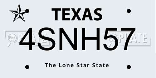 4SNH57 Texas License Plate