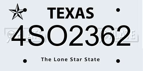 4SO2362 Texas License Plate