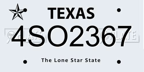 4SO2367 Texas License Plate