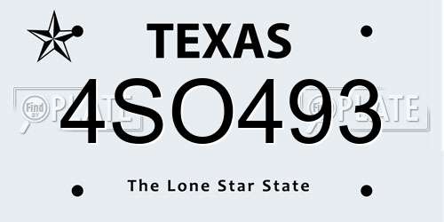 4SO493 Texas License Plate