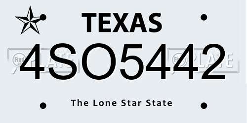 4SO5442 Texas License Plate