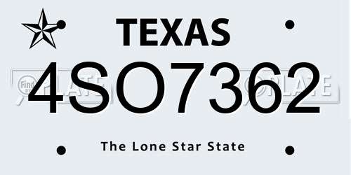 4SO7362 Texas License Plate