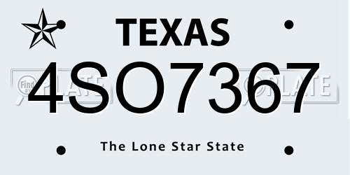 4SO7367 Texas License Plate