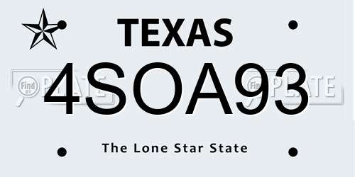 4SOA93 Texas License Plate