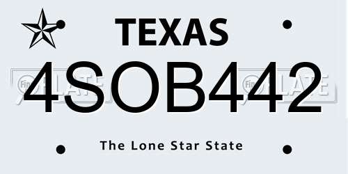 4SOB442 Texas License Plate