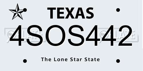 4SOS442 Texas License Plate