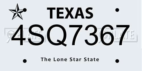4SQ7367 Texas License Plate