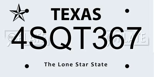 4SQT367 Texas License Plate