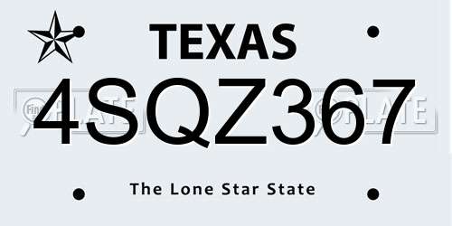 4SQZ367 Texas License Plate