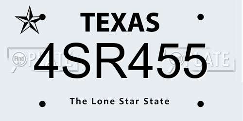 4SR455 Texas License Plate