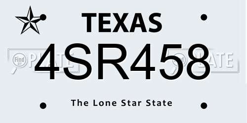 4SR458 Texas License Plate