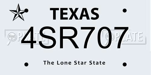 4SR707 Texas License Plate