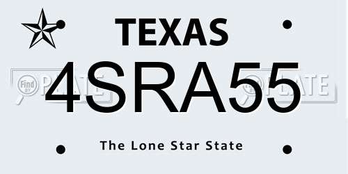 4SRA55 Texas License Plate