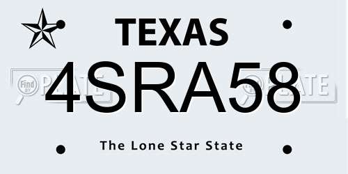 4SRA58 Texas License Plate