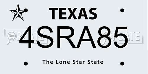 4SRA85 Texas License Plate