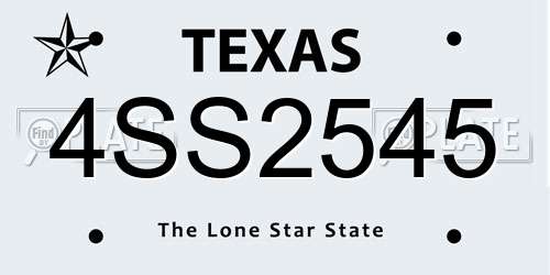 4SS2545 Texas License Plate