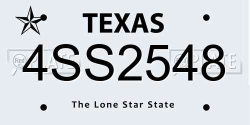 4SS2548 Texas License Plate