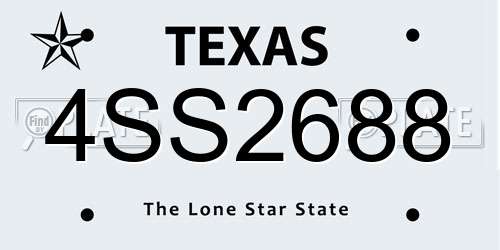 4SS2688 Texas License Plate