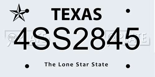 4SS2845 Texas License Plate