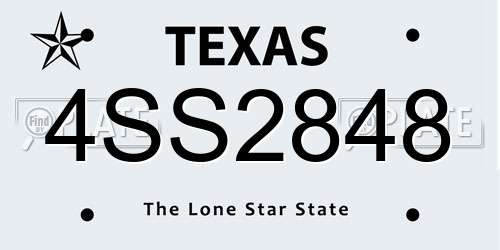 4SS2848 Texas License Plate