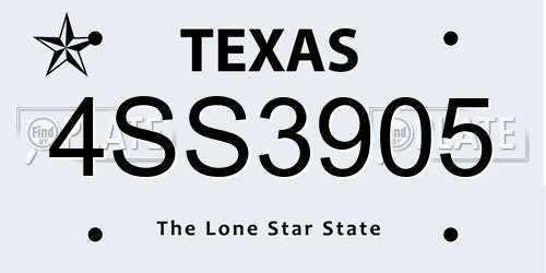 4SS3905 Texas License Plate