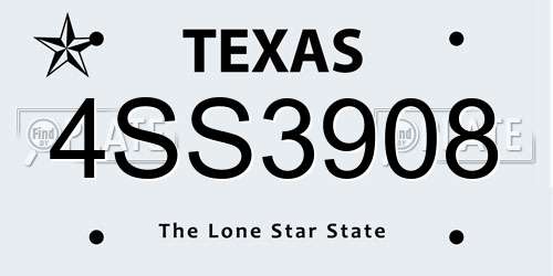 4SS3908 Texas License Plate