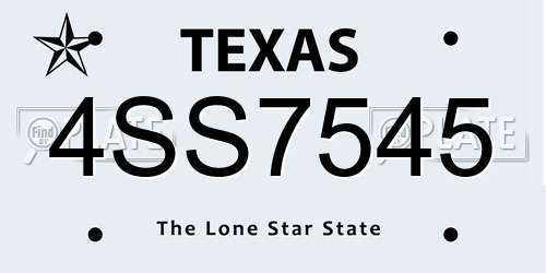 4SS7545 Texas License Plate