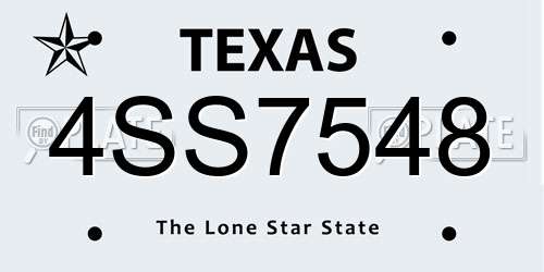 4SS7548 Texas License Plate