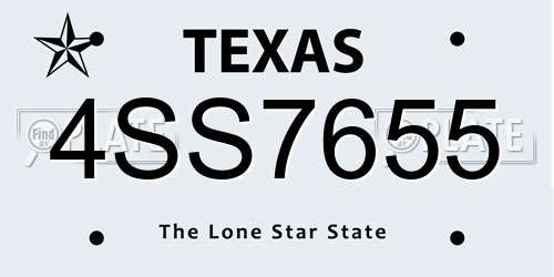 4SS7655 Texas License Plate