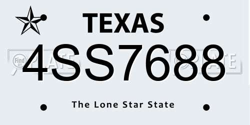 4SS7688 Texas License Plate