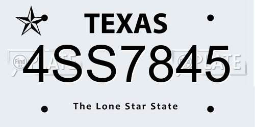 4SS7845 Texas License Plate