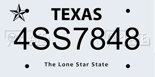 4SS7848 Texas License Plate