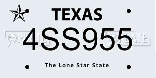 4SS955 Texas License Plate