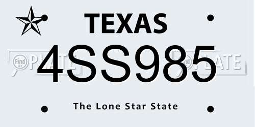 4SS985 Texas License Plate