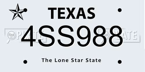 4SS988 Texas License Plate