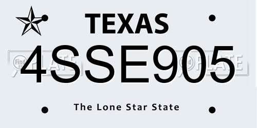4SSE905 Texas License Plate