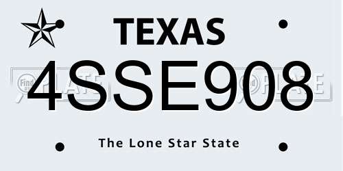 4SSE908 Texas License Plate