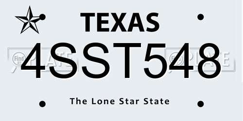 4SST548 Texas License Plate