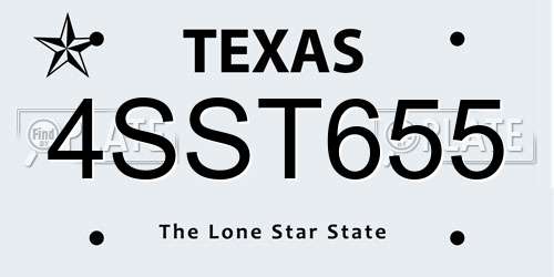 4SST655 Texas License Plate