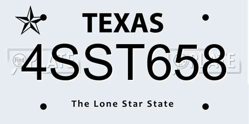 4SST658 Texas License Plate