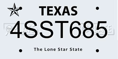 4SST685 Texas License Plate