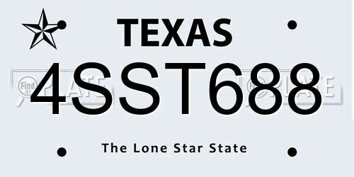 4SST688 Texas License Plate