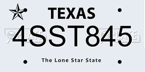 4SST845 Texas License Plate