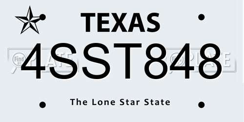 4SST848 Texas License Plate