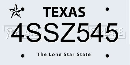 4SSZ545 Texas License Plate