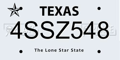 4SSZ548 Texas License Plate